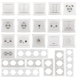 Steckdosen Steckdose Schalterserie Taster Dimmer Schalter TV SAT USB LED Weiß - Bild 1 von 30