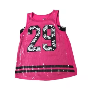 12 canottiere Justice Girls rosa caldo "29" paillettes senza maniche - Foto 1 di 6