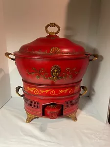 Antique French Tole Painted Chafing Dish Food Warmer Tureen c1820 VERY RARE! - Picture 1 of 10
