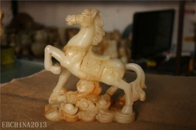 Estatua de la suerte de caballo tallada maestro jade blanco antiguo natural de 7,4" de China Foto 1 de 4