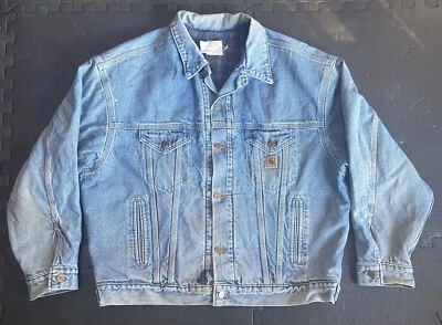 Винтажный Carhartt джинсовой ткани Jean куртка одеяло с подкладкой JB0998 размер XL сделано в США - Изображение 1 из 4