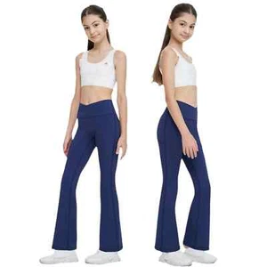 Girls Flared Leggings Yoga Pants Children Gym Workout Leggins Kids Bell Bottoms - Picture 1 of 12