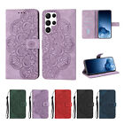 For Samsung S22/S21/S20 Case Mandala Embossing Wallet Magnetic Stand Folio Strap