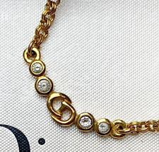Christian Dior  CD logo Necklace Pendant metal Rhinestone gold Accessory Jewelry