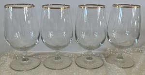 Fostoria Classic Gold Clear Crystal Water Tea Glass Stemware Gold Rim Set Of 4 - Picture 1 of 5