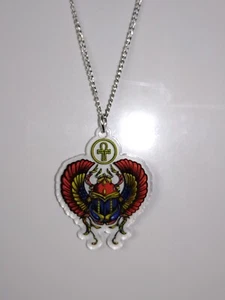 Acrylic Ankh Scarab Beetle Double sided Egyptian Pendant Charm - Picture 1 of 9