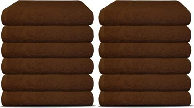 BROWN SALON TOWEL 15 x 25 INCHES MEDIUM GYM SPA HAND TOWELS 100% COTTON - Image 1 of 4
