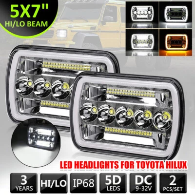 For 1983-2004 Toyota Hilux LED Headlights 5X7'' Hi/Lo Beam DRL Turn Light Kit AU - image 1 of 4
