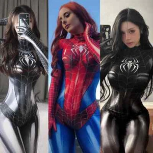 Sexy Black Cat Superhero Cosplay Costume For Spider Women Halloween Costume - Picture 1 of 20