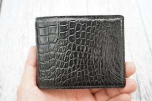 CARTERA #Z7 de cuero con clip para dinero de cocodrilo de cocodrilo negro para hombre - Imagen 1 de 9