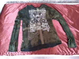 Affliction Rare Reversible Long Sleeve Thermal Shirt Size 3XL Crew Neck Tattoo - Picture 1 of 10