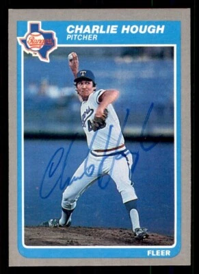 1985 Fleer Baseball #558 Charlie Hough Signed Autograph (no COA) - Image 1 of 2