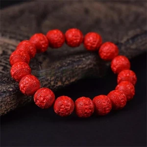 Cinnabar Bracelet Malas Meditation Vermilion Prayer Beads Exorcise Evil Spirits - Picture 1 of 7