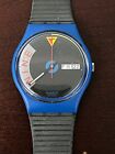 Vintage 1989 Swatch Watch Blue Jet Gs701  In Case New Battery Rare!