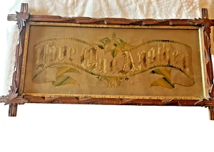 Antique Love One Another Picture Frame Leaf Corner All Handmade Tramp Art - Picture 1 of 24
