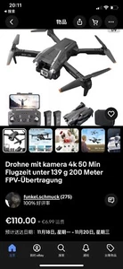 Drohne mit kamera 4k 50 Min Flugzeit unter 139 g 200 Meter FPV-Übertragung - Bild 1 von 10