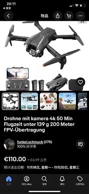 Drohne mit kamera 4k 50 Min Flugzeit unter 139 g 200 Meter FPV-Übertragung - Bild 1 von 4