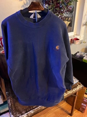 Moletom Carhartt Crewneck Masculino Tamanho XL Azul Escuro Ajuste Solto Roupa de Trabalho - Imagem 1 de 4