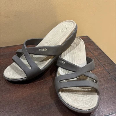 Sandalias Crocs Mujer TALLA 9 Patricia II Cuña Strapoy Marrón Cómodas Toboganes Foto 1 de 4