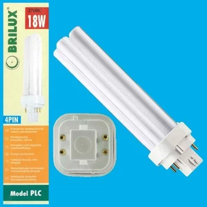 2x 18W BRILUX Dimmbar G24q-2, 4 Pin 2700K, Low Energy CFL SPS Glühbirne Lampe - Bild 1 von 3