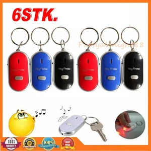 6pz Key Finder Pipe Whistle con Lampada LED Chiave Key Finder Ciondolo - Foto 1 di 2