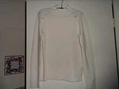 Finery Women's ivory crew neck jumper M/ L length 22.5in - Image 1 of 4