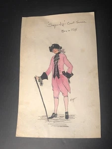 Vintage Kostüm Design Skizze Superba ~ Herren in rosa ~ signiert Halle - Bild 1 von 5