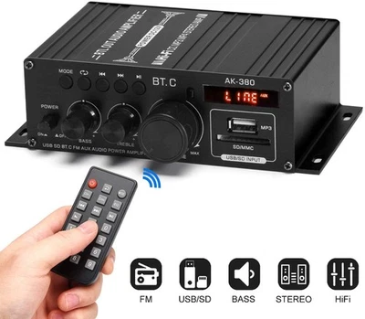 Bluetooth Mini HiFi Verstärker Power Audio Stereo Bass AMP USB MP3 FM Auto 800W - Bild 1 von 4