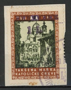Slovenia occup. Italy catholic church revenue 1 Lire fiscal Yugoslavia - Picture 1 of 1
