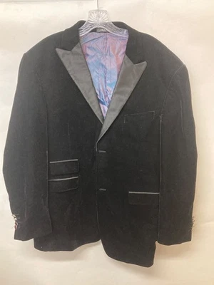 Chaqueta Blazer Inserch Para Hombre Diseño Italiano Terciopelo Negro Talla L Foto 1 de 4