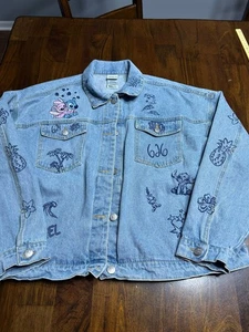 Disney Stitch Jean Jacket Juniors Size XL(15-17) Light Wash Embroidered - Picture 1 of 7