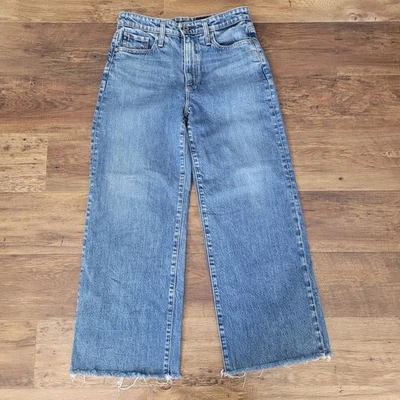 Jeans feminino AG Adriano Goldschmied The Etta tamanho 26 cintura alta perna larga cropped - Imagem 1 de 4