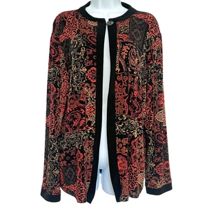 Cardigan Coldwater Creek donna aperto davanti giacca taglia L maglia paisley boho autunno - Foto 1 di 10