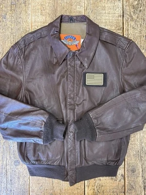 Cooper Type A2 Flight Jacket Made USA Leather Tg 42 Army Air Forces Brown 80’s - Image 1 of 4