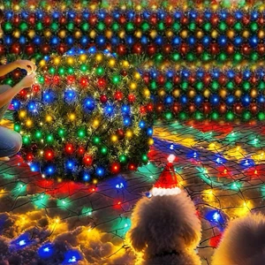 Christmas Net Lights Outdoor 360 LED 12Ftx5Ft Multicolored Bush Mesh Lights - Picture 1 of 7
