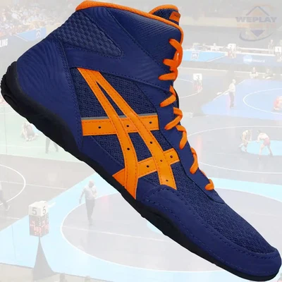 Asics Matflex 7 GS Youth Wrestling Shoes Dark Cobal Blue/Orange Pop 1084A011-400