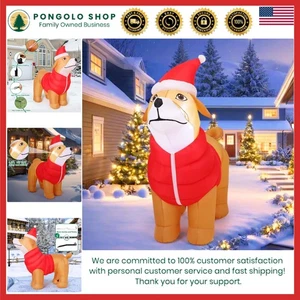 COMIN 5,2 Ft Natalizio Carlino Gonfiabile Cane con Regalo LED Integrati - Foto 1 di 8