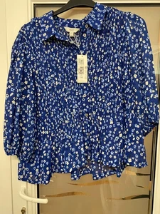 M&S Pretty Blue Floral ditsy print Chiffon Fabric blouse top UK 20 BNWT - Picture 1 of 4