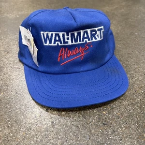 Vintage 90s Walmart Always SnapBack Hat Blue Cotton Trucker NOS Deadstock USA - Picture 1 of 9