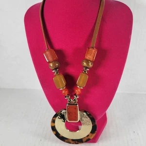 Chico's Casual Southwestern Retro Faux Schildpatt Perlen 16" Kordel Halskette - Bild 1 von 5