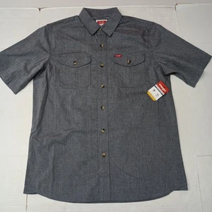 Wrangler Mens Relaxed Fit Short Sleeve Woven Button Up Shirt Size M Medium Gray - Picture 1 of 7