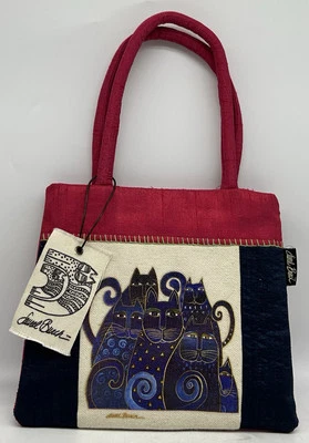 NWT Laurel Burch Cats Small Tote Bag Pink and Blue - Image 1 of 4