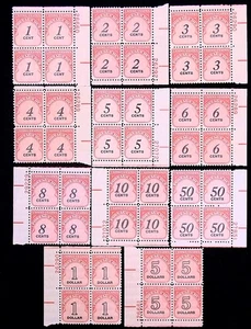 LSS Scott J89-J94, J96-97, J99-101 1958 franqueo debido bloques de placas MNH - Imagen 1 de 2