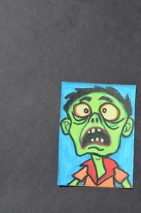 ACEO Original Art Card Horror Halloween Zombie Kid not a print - Bild 1 von 3