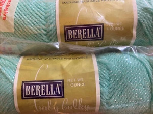 NEW 2 Skeins Bernat Berella Fingering YARN Green 1 oz ea 3 Ply - Picture 1 of 5