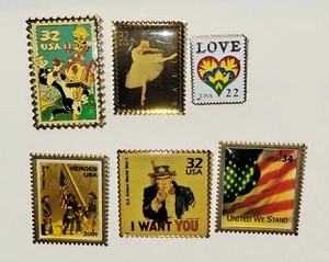 USPS Looney Tunes Heroes Ballet Love Flag Uncle Sam First Class Stamp Pin - Picture 1 of 2