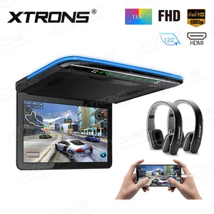 13.3" 1080P Car Roof Overhead Flip Down Mount Monitor HDMI USB Game +IR Headsets - Picture 1 of 12