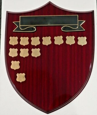 Perpetual Shield Trophy Plaque 380mm Timber (inc 35 Shields) Engraved FREE - image 1 of 2