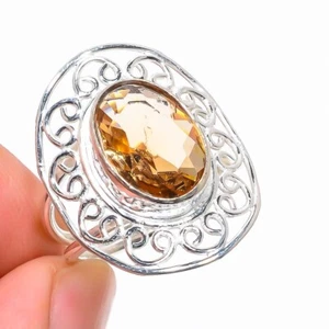 Peach Morganite Gemstone 925 Sterling Silver Jewelry All Size Ring For Gift - Picture 1 of 1