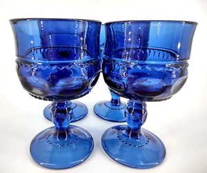 Vintage Blue Tiara Crown Imperial Liquor Cocktail Glass Set of 4 in Original Box - Picture 1 of 17